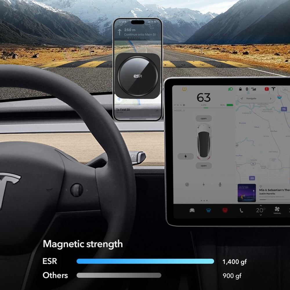 Tesla Touchscreen MagSafe Qi2 trådløs billader, Svart