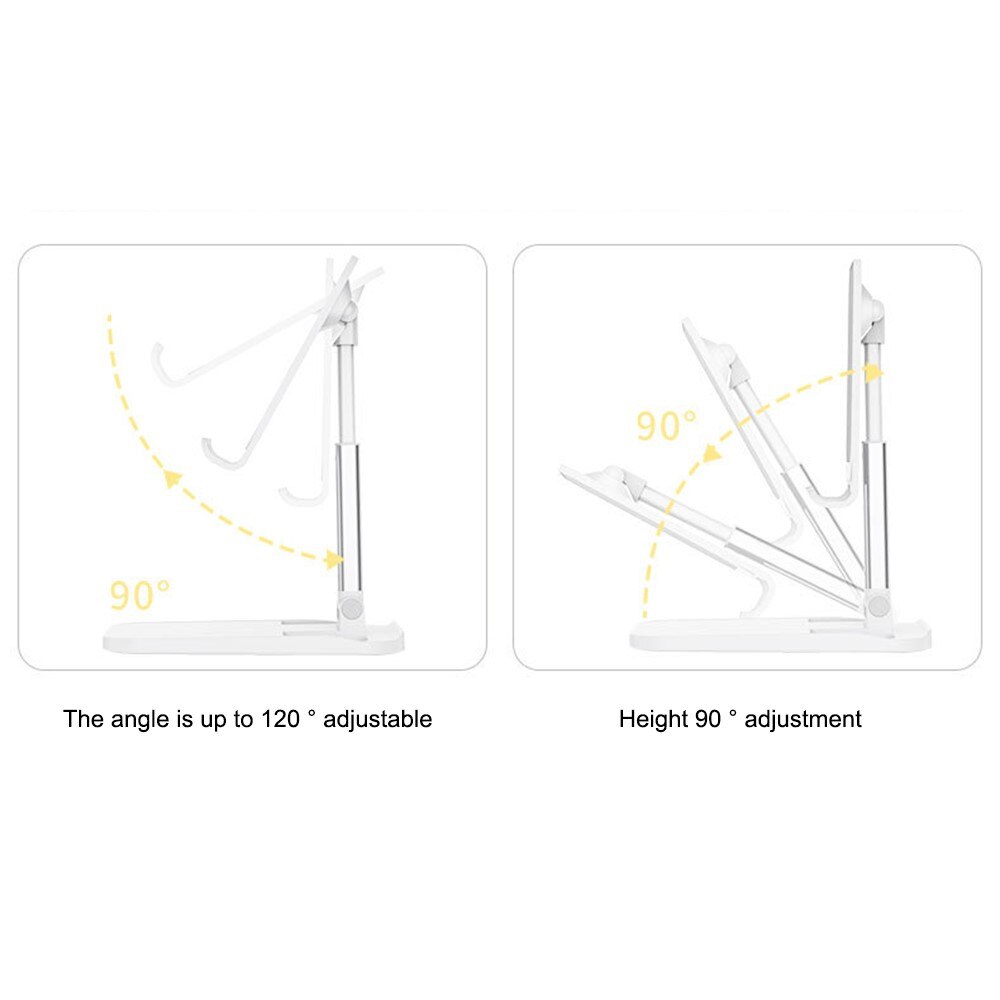 Sammenleggbart bordstativ for mobil og nettbrett, Hvit