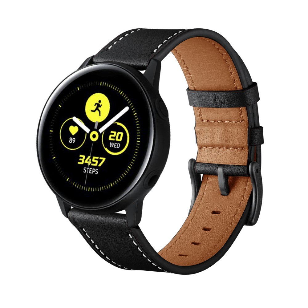 Samsung Galaxy Watch 42mm Reim i ekte skinn, Svart