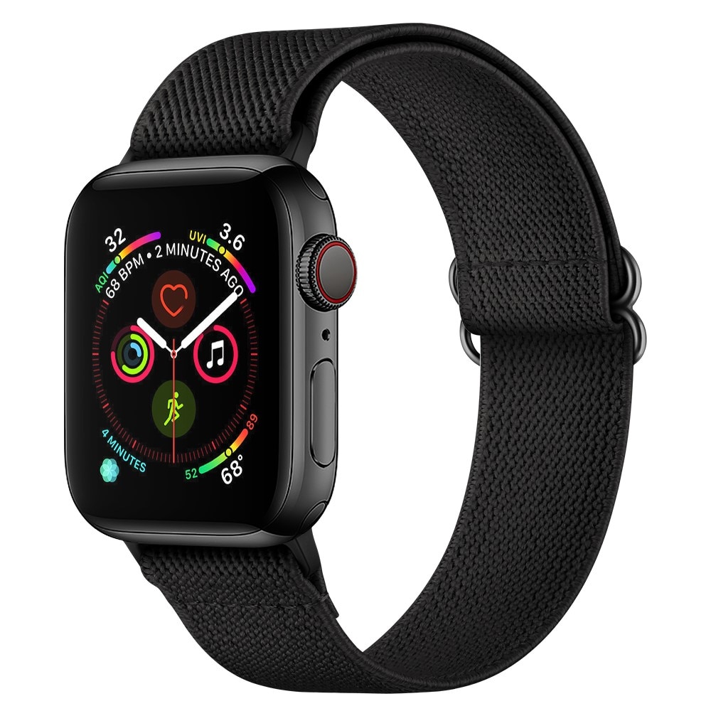 Apple Watch Series 4-6 44mm Elastisk armbånd, Svart