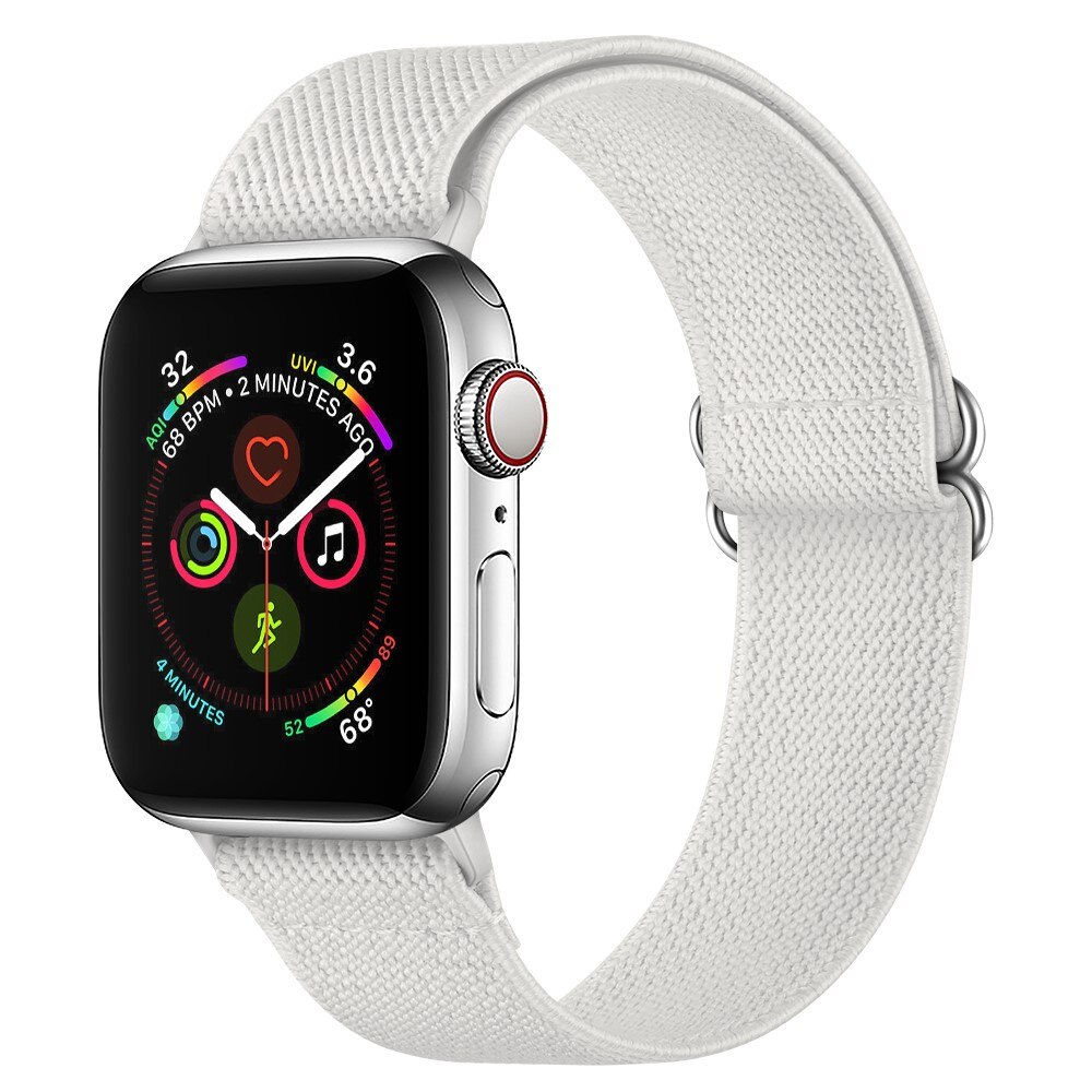 Apple Watch Series 4-6 44mm Elastisk armbånd, Hvit