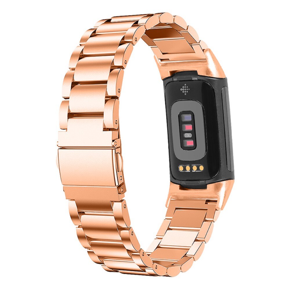 Fitbit Charge 6 Elegant lenkereim i metall, Rosegull