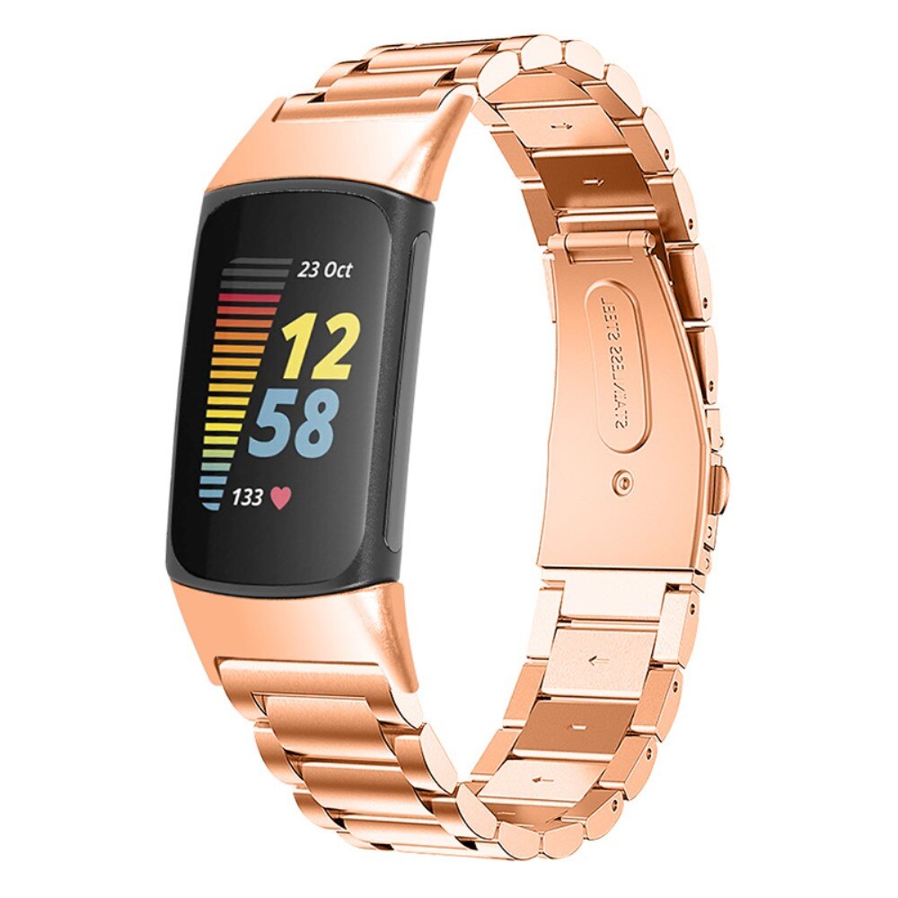 Fitbit Charge 5 Elegant lenkereim i metall, Rosegull