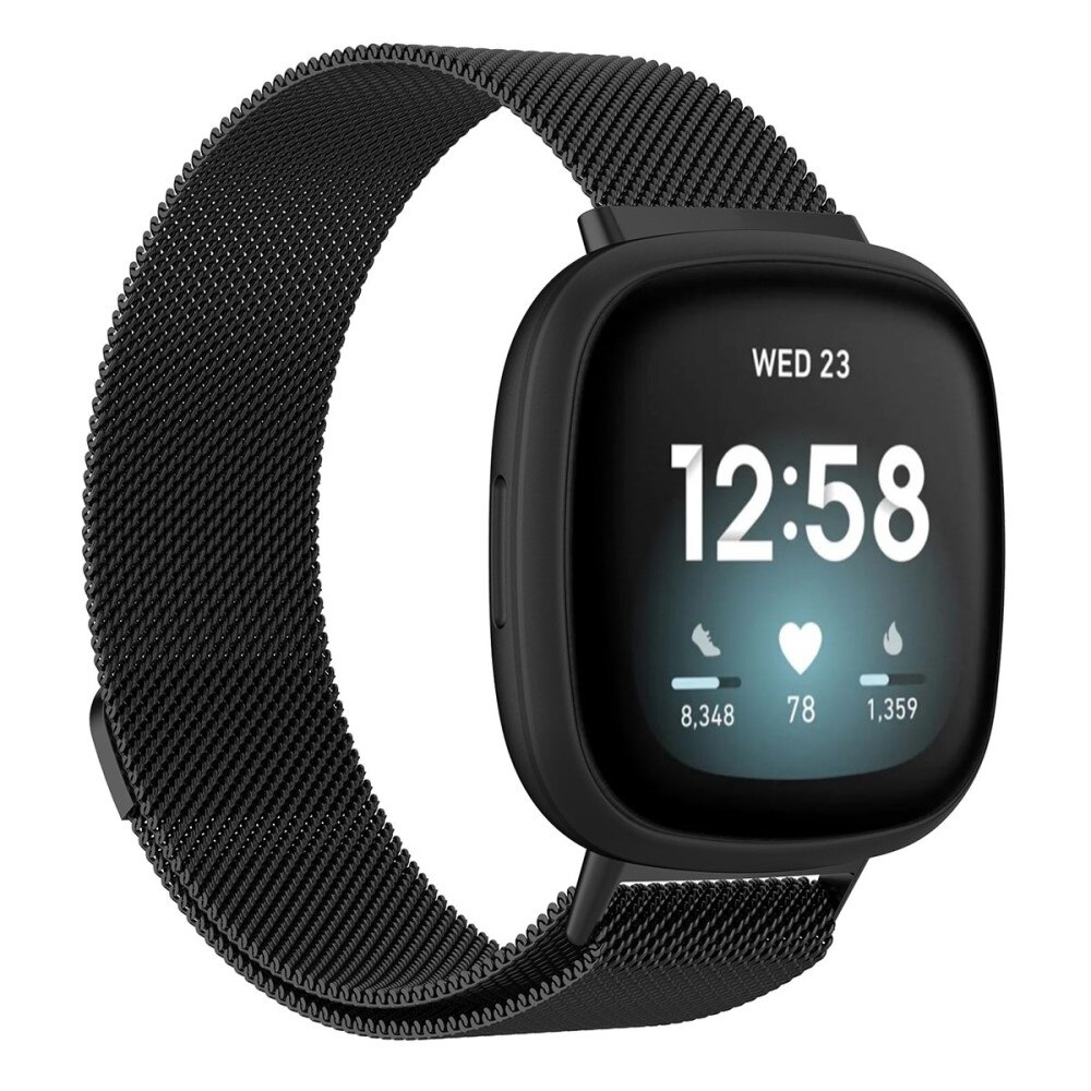 Fitbit Sense/Versa 3 Reim Milanese Loop, Svart