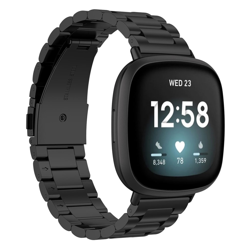 Fitbit Sense/Versa 3 Elegant lenkereim i metall, Svart