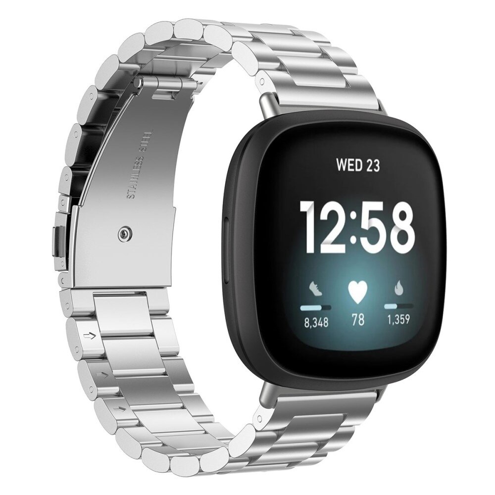 Fitbit Sense/Versa 3 Elegant lenkereim i metall, Sølv