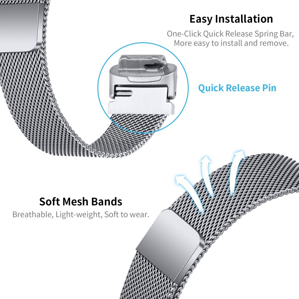 Fitbit Inspire 3 Reim Milanese Loop, Sølv