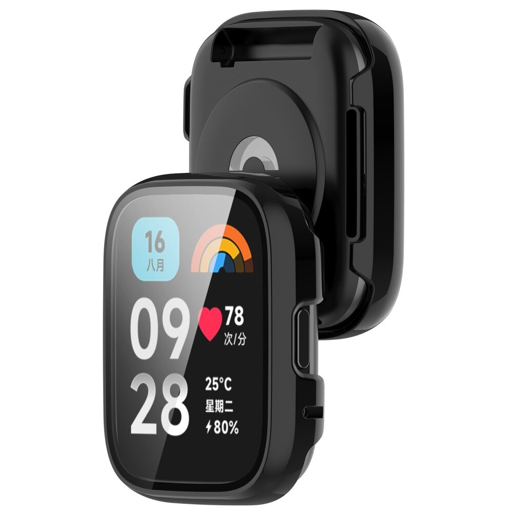 Xiaomi Redmi Watch 3 Active Heldekkende deksel med skjermbeskytter, Svart