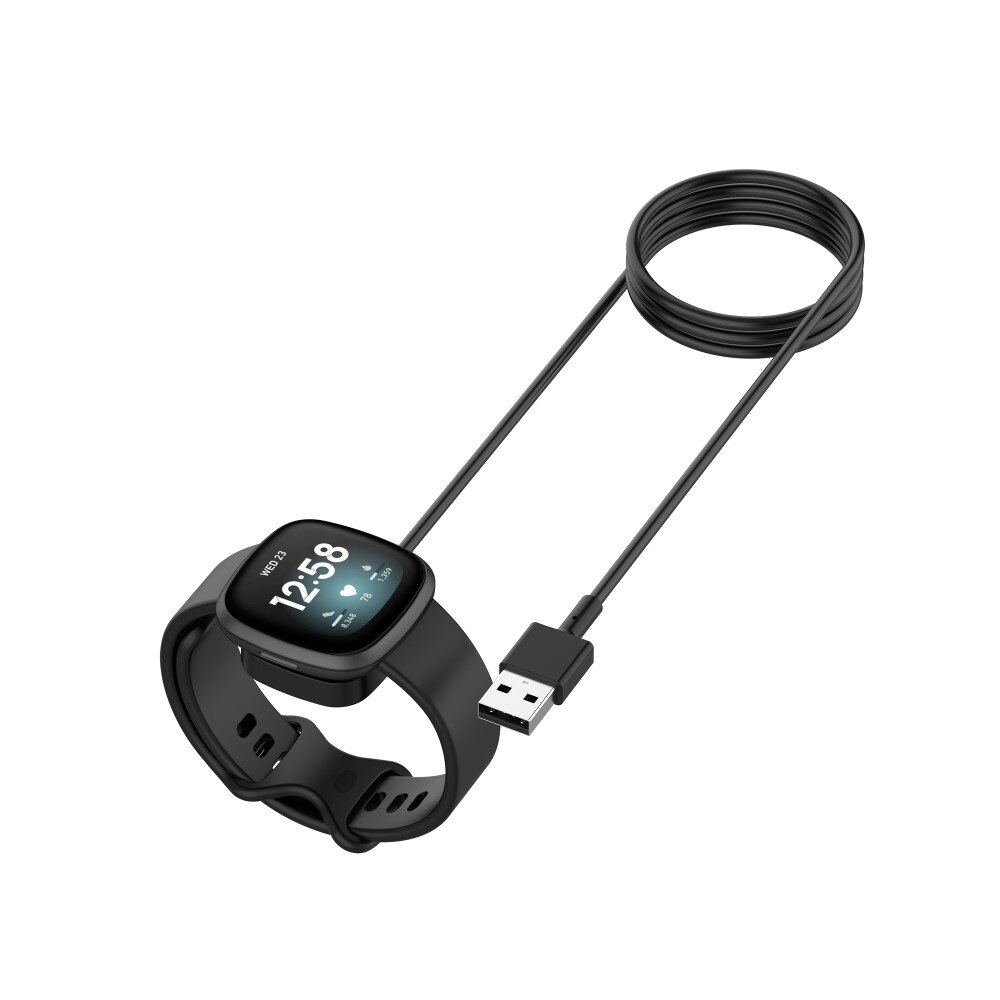 Fitbit Versa 3 Magnetisk ladekabel 1m, Svart