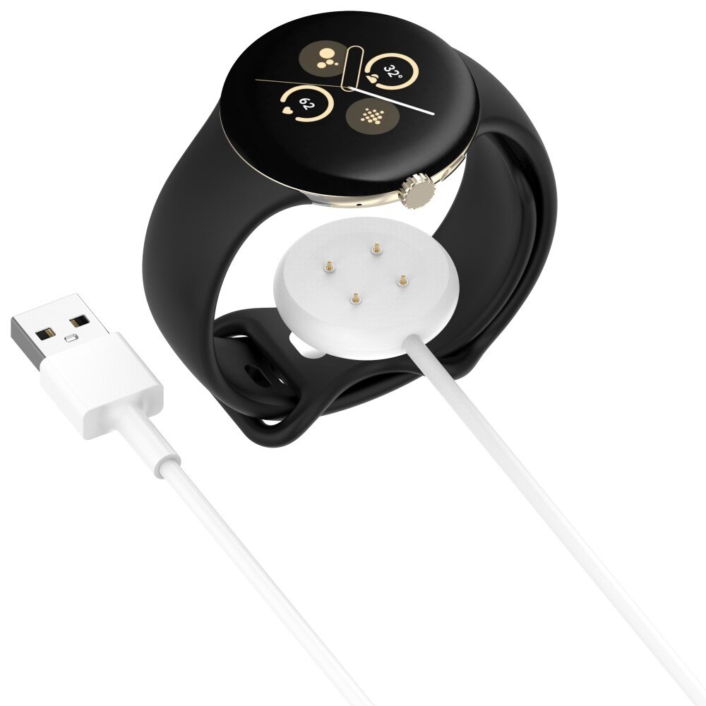 Google Pixel Watch 3 XL 45mm Magnetisk ladekabel 1m, Hvit