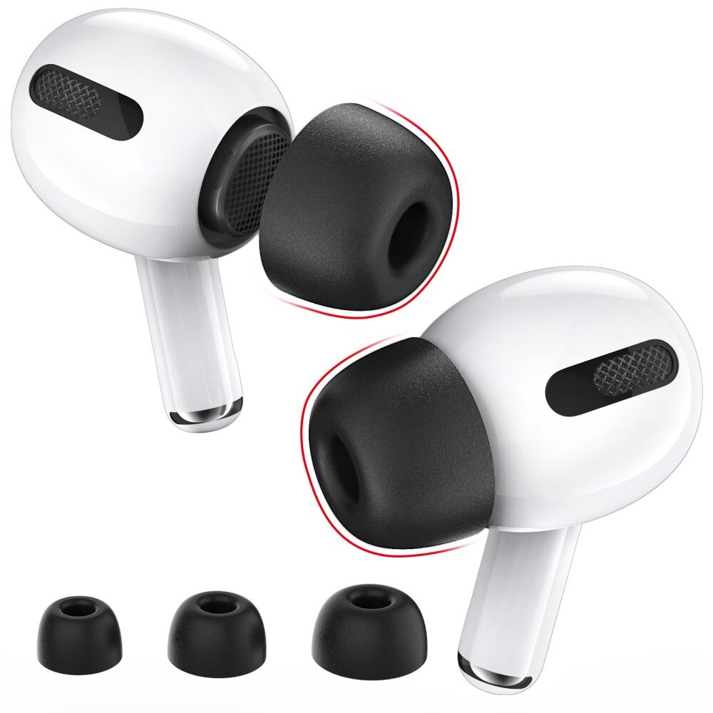 AirPods Pro Ørepropper (3-pakning) i memory foam - str S/M/L, svart