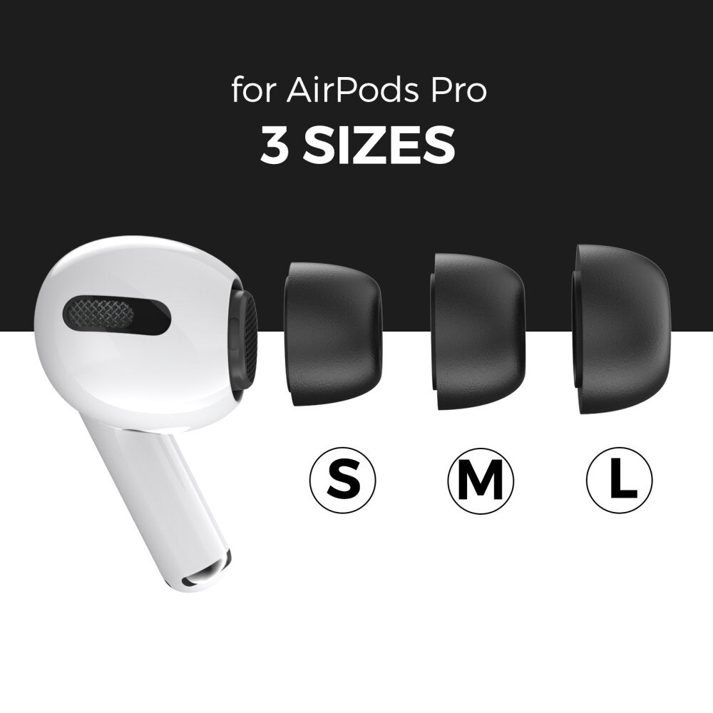 AirPods Pro Ørepropper (3-pakning) i memory foam - str S/M/L, svart