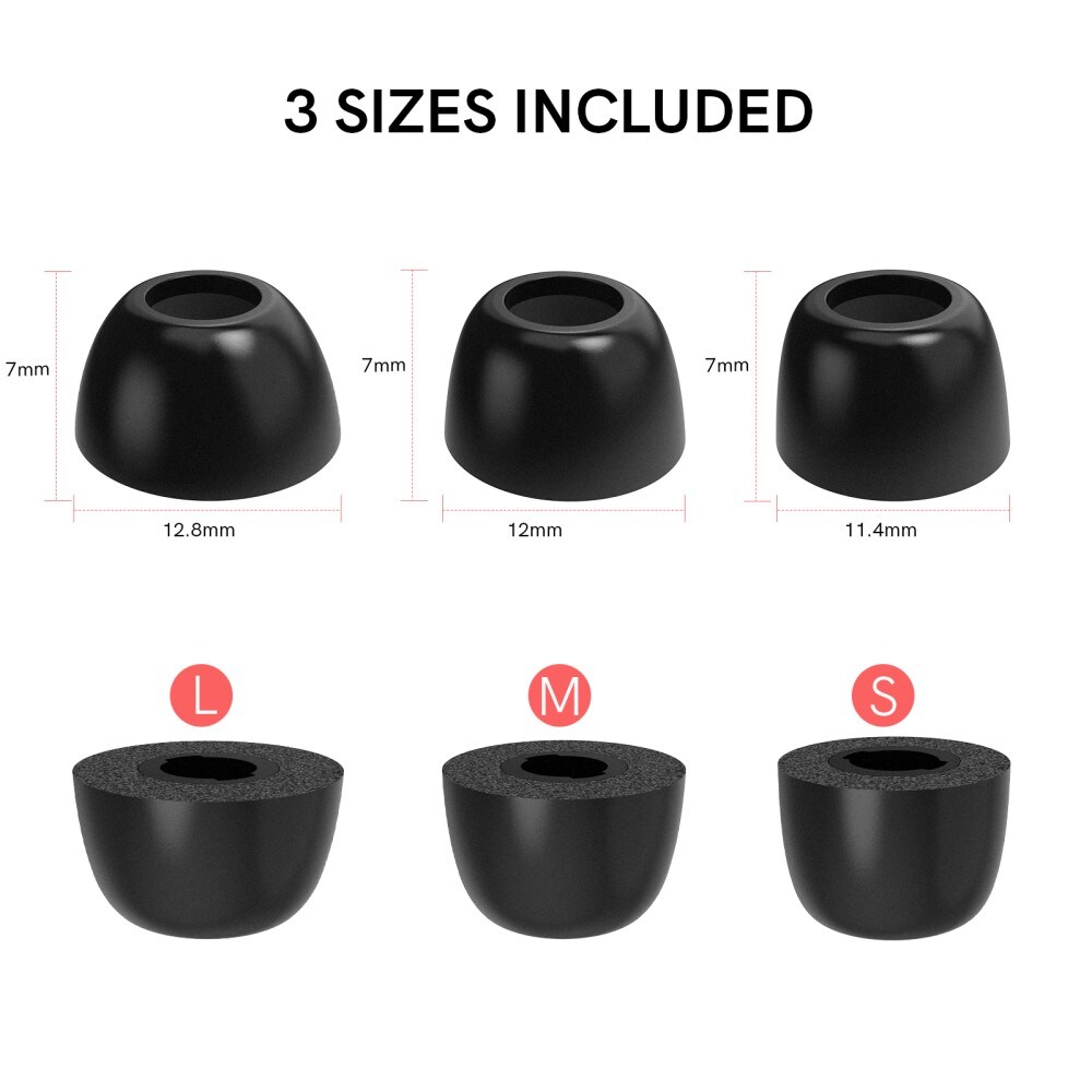 Samsung Galaxy Buds 2 Pro Ørepropper (3-pack) i memory foam - str S/M/L, svart