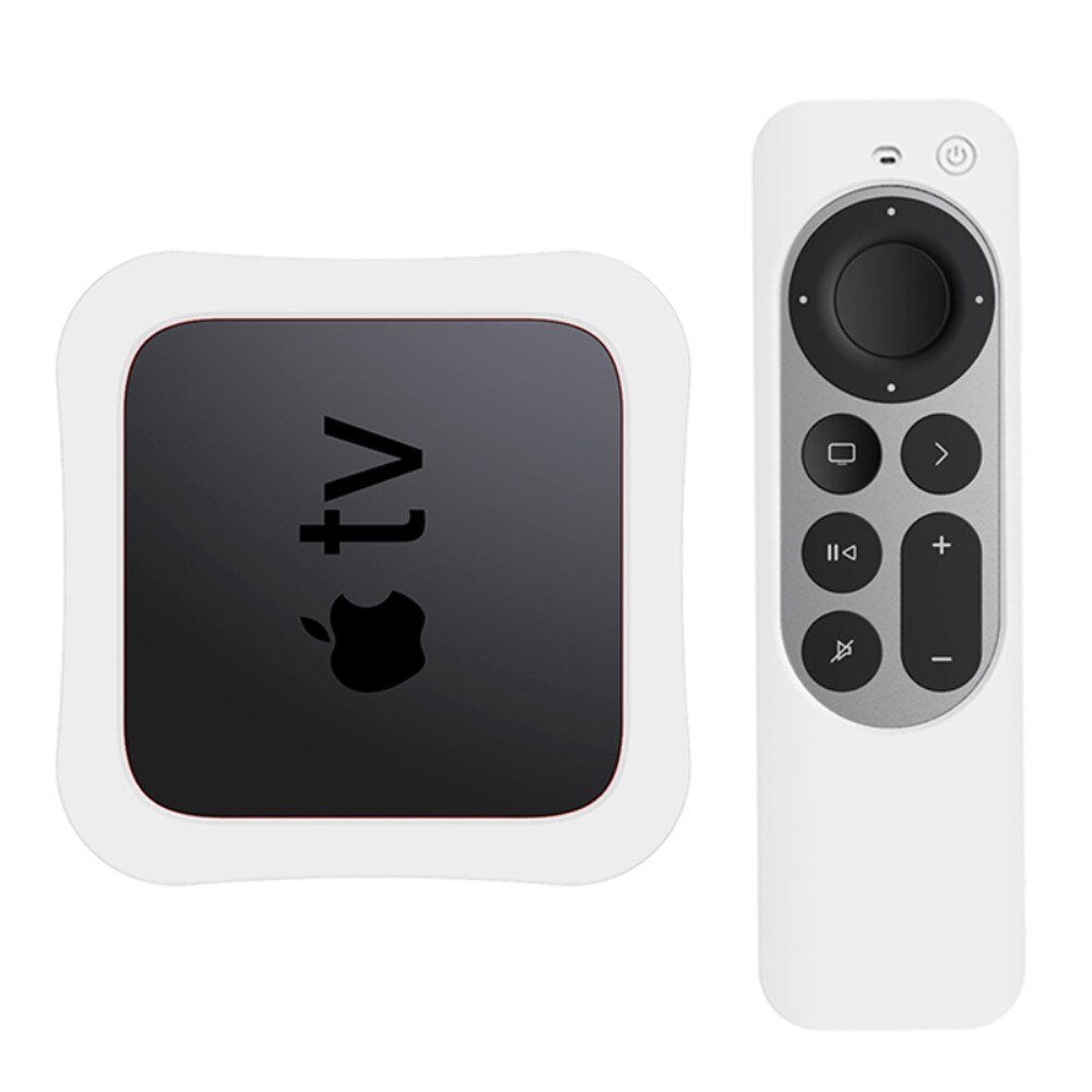 Apple TV 4K 2021 Gen 2 Box + Fjernkontroll Støtsikkert silikondeksel, Hvit