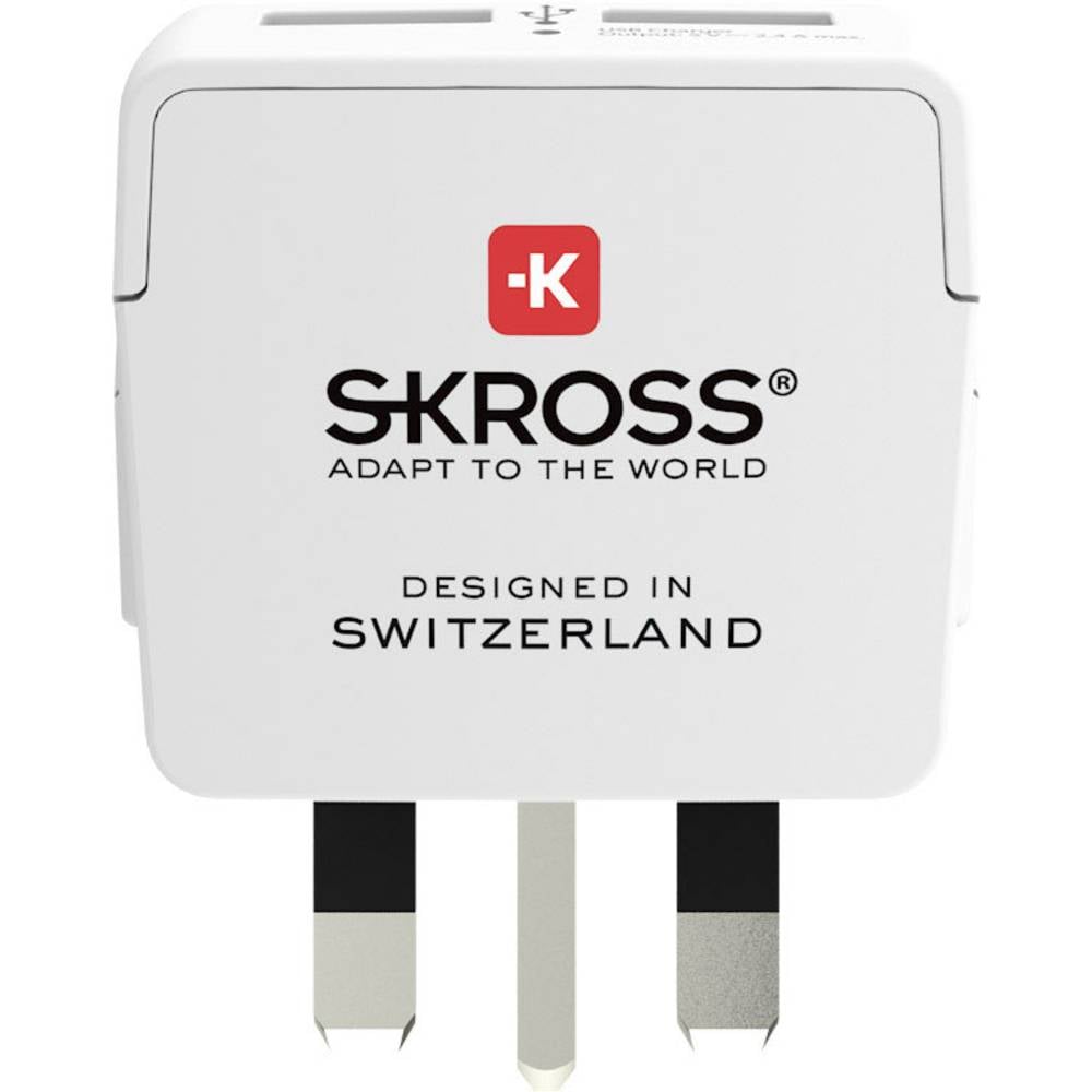 Reiseadapter Europa til Storbritannia med 2 USB-A-porter