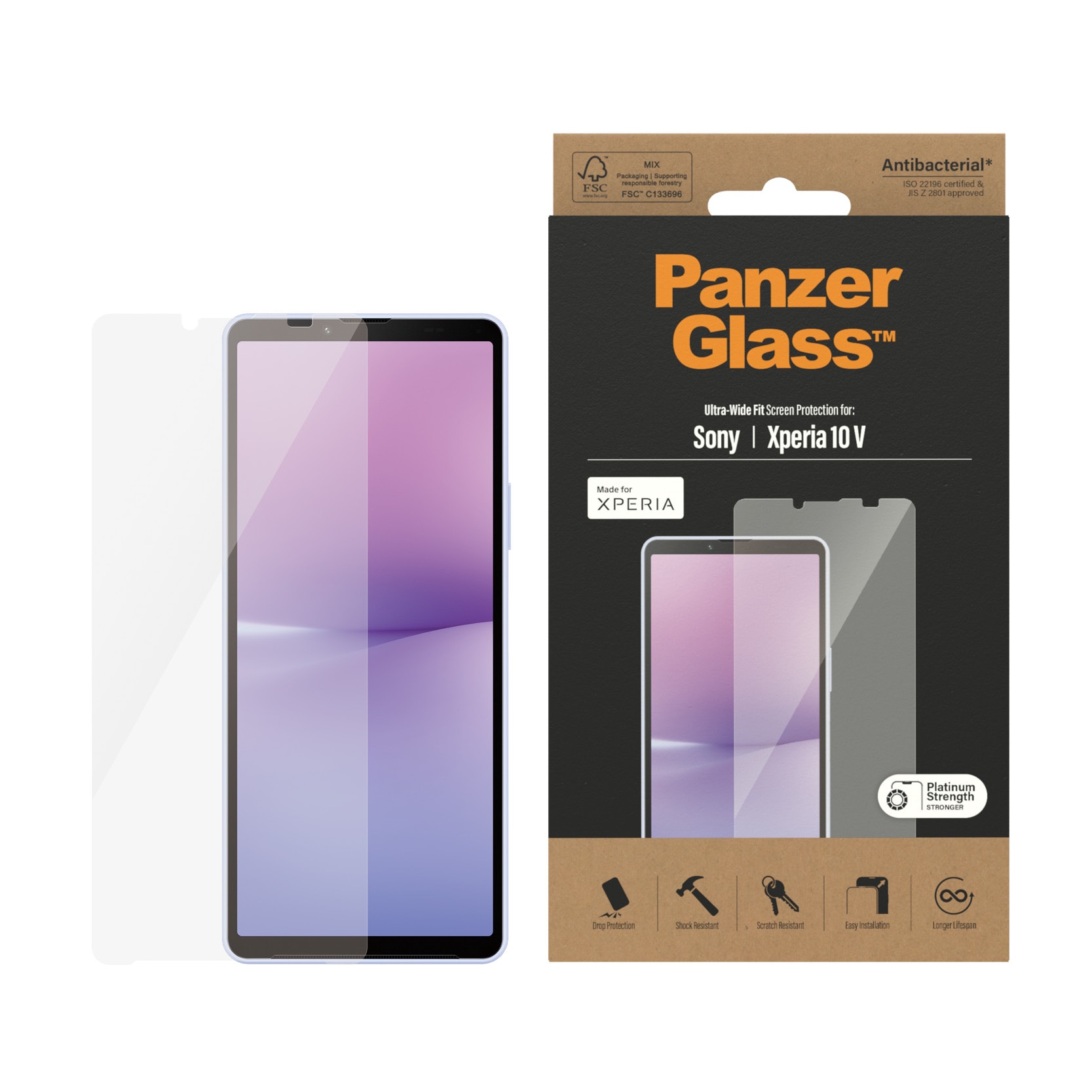 Sony Xperia 10 V Skjermbeskytter i ripebestandig herdet glass - Ultra Wide Fit