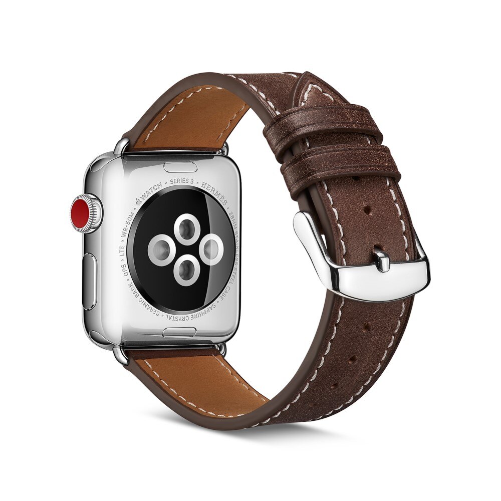 Apple Watch Series 8 45mm Reim i ekte skinn, Brun