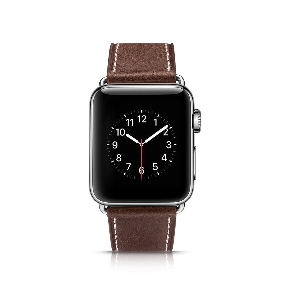 Apple Watch Series 8 45mm Reim i ekte skinn, Brun