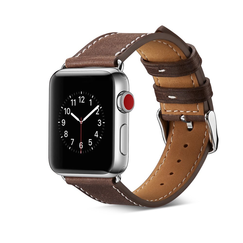 Apple Watch Series 8 45mm Reim i ekte skinn, Brun