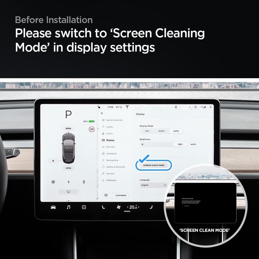 Tesla Model Y/3 Skjermbeskytter GLAS.tR EZ Fit Anti-Glare