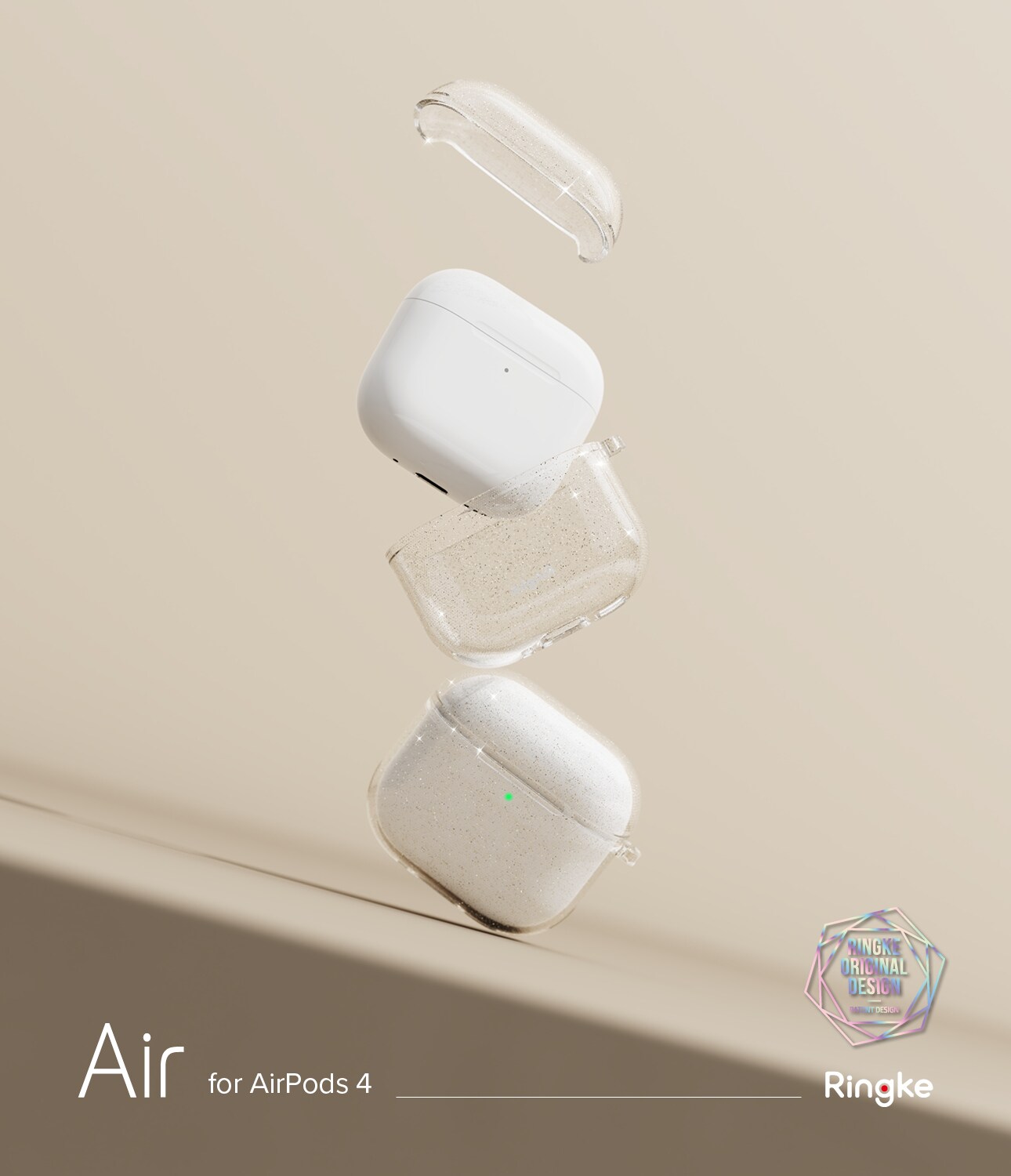 Apple AirPods 4 Air Deksel, Glitter Clear