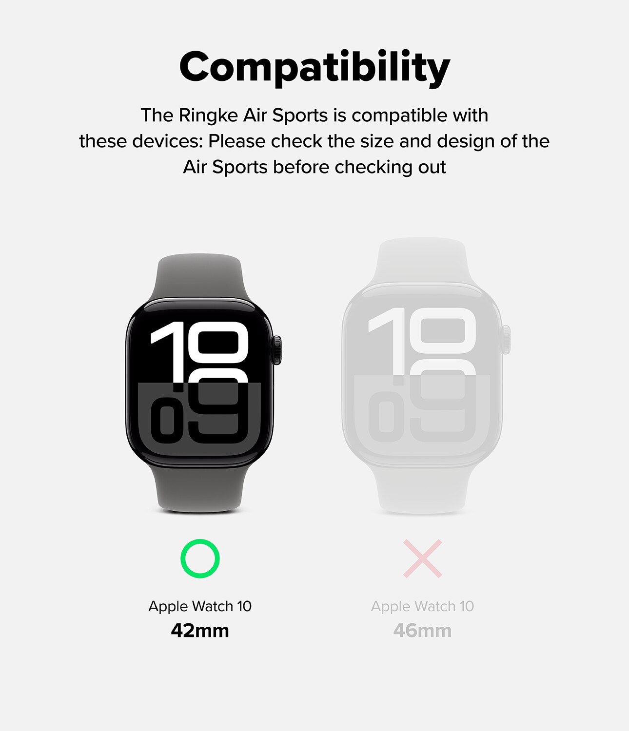 Apple Watch Series 10 42mm Air Sports deksel, Svart