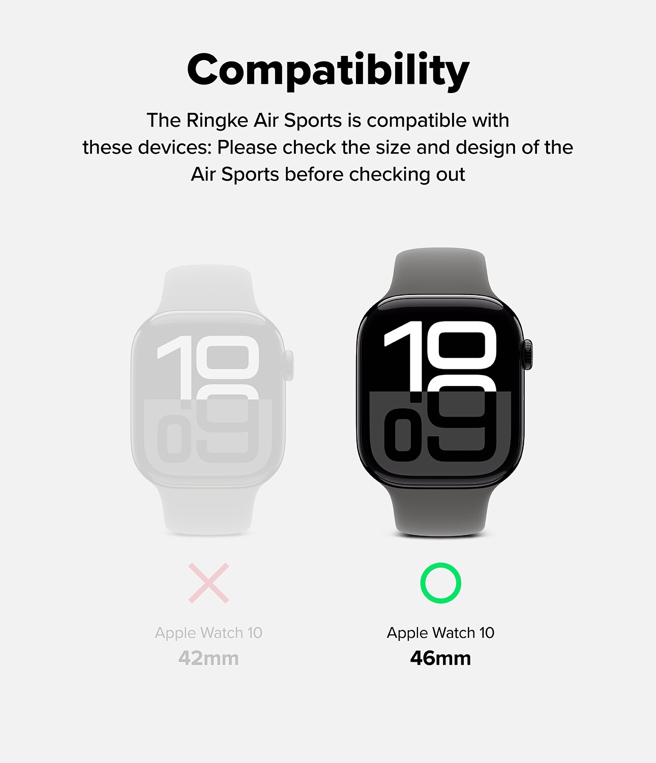 Apple Watch Series 10 46mm Air Sports deksel, Svart