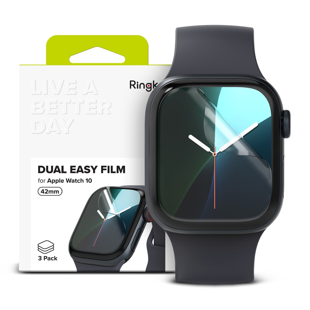 Apple Watch Series 10 42mm Skjermbeskytter beskyttelsesfilm - Dual Easy (3-pakning)