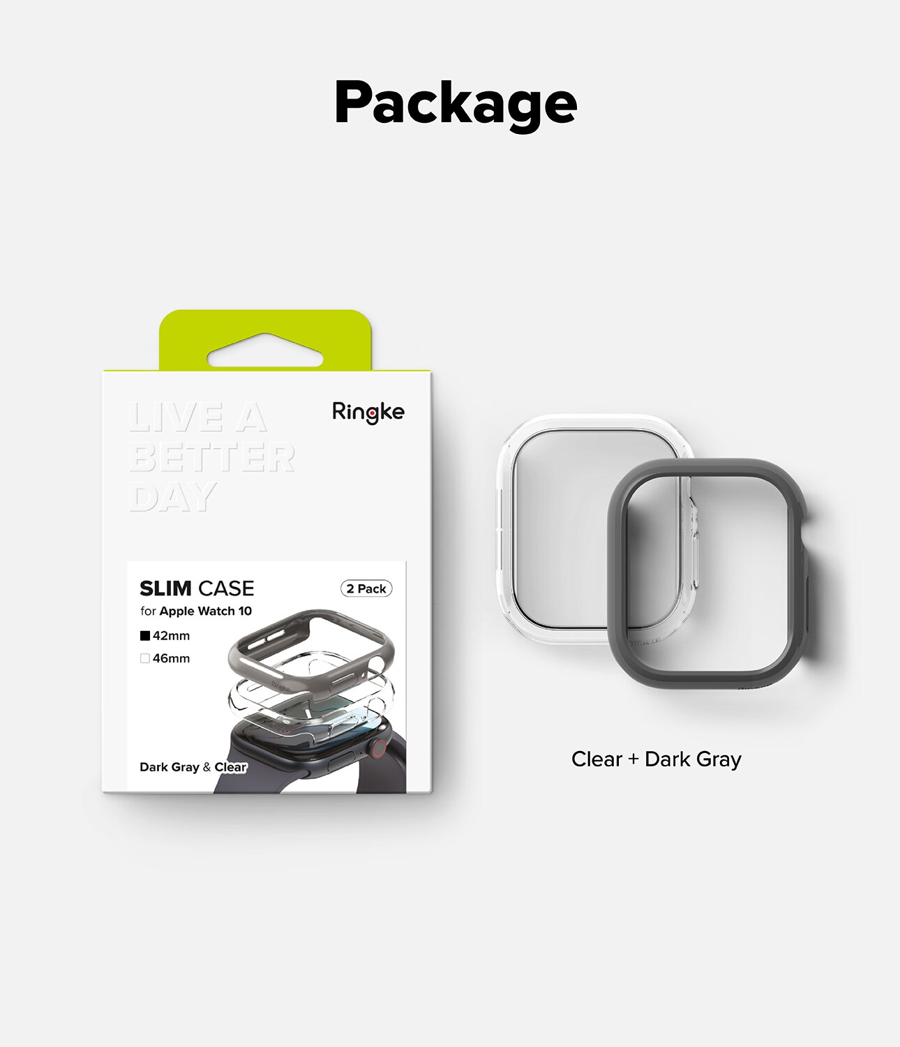 Apple Watch Series 10 42mm Tynt deksel (2-pakning), Flerfarget/mønster