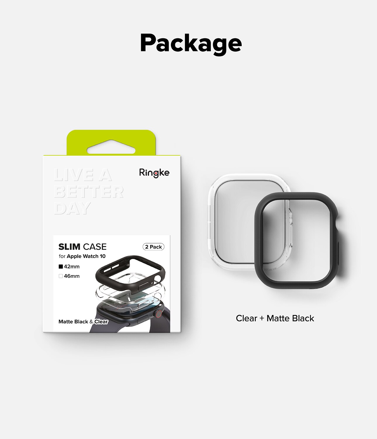 Apple Watch Series 10 42mm Tynt deksel (2-pakning), 