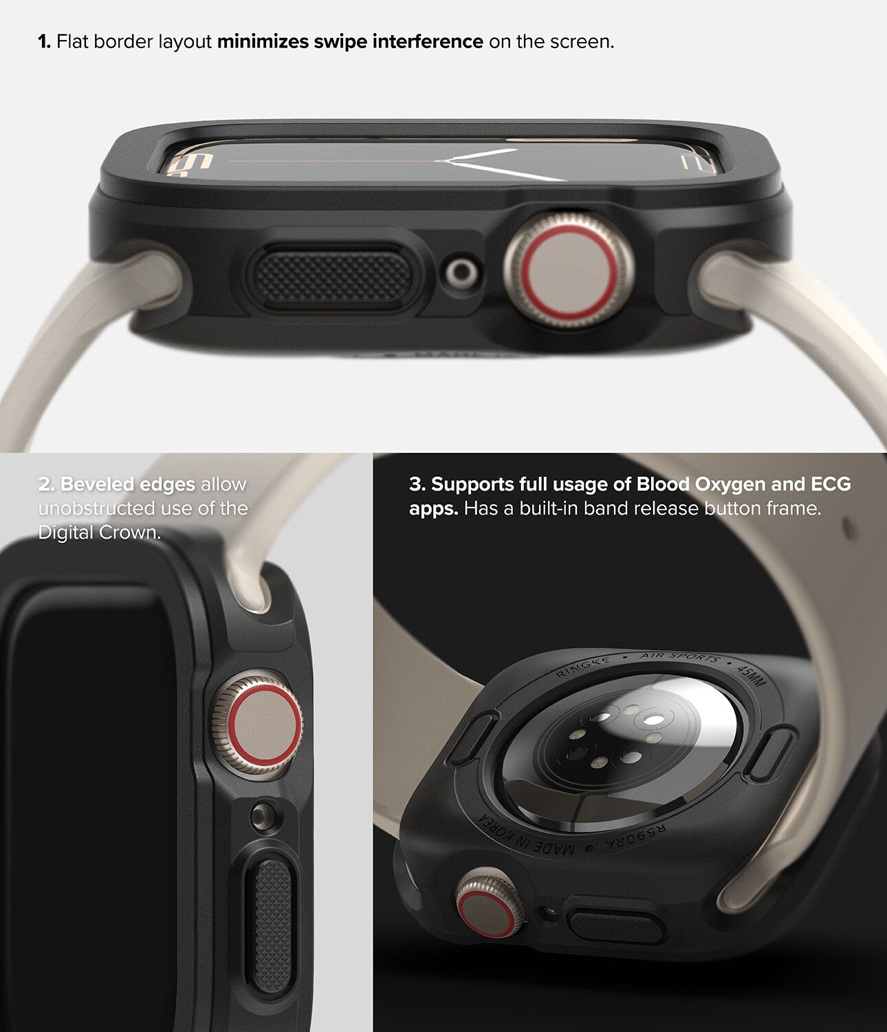 Apple Watch Series 9 45mm Air Sports deksel, Svart