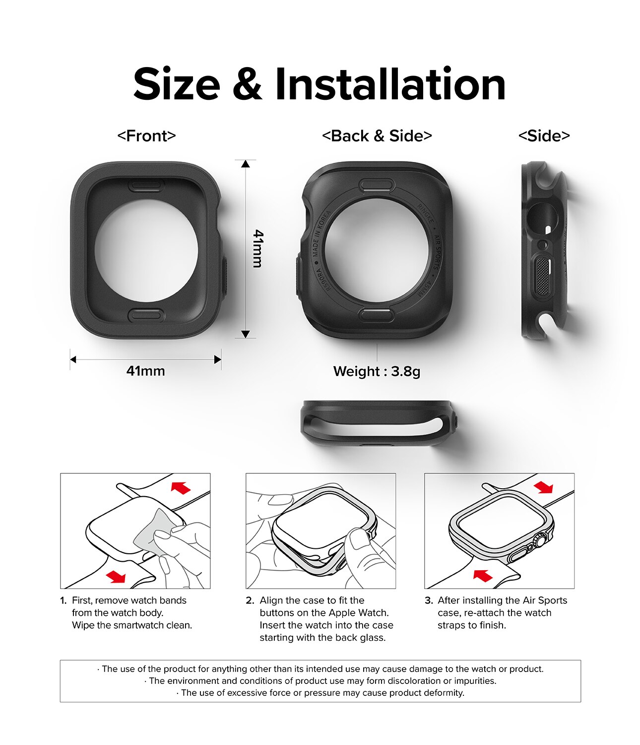 Apple Watch Series 4-6 40mm Air Sports deksel, Svart