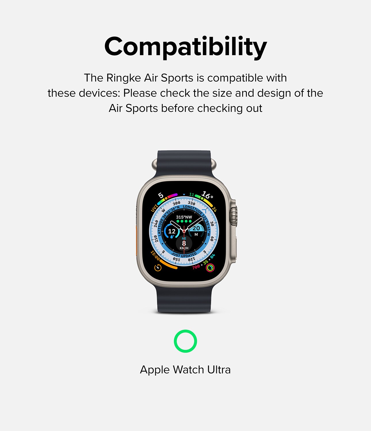 Apple Watch Ultra 49mm 1st Gen Air Sports deksel, Svart