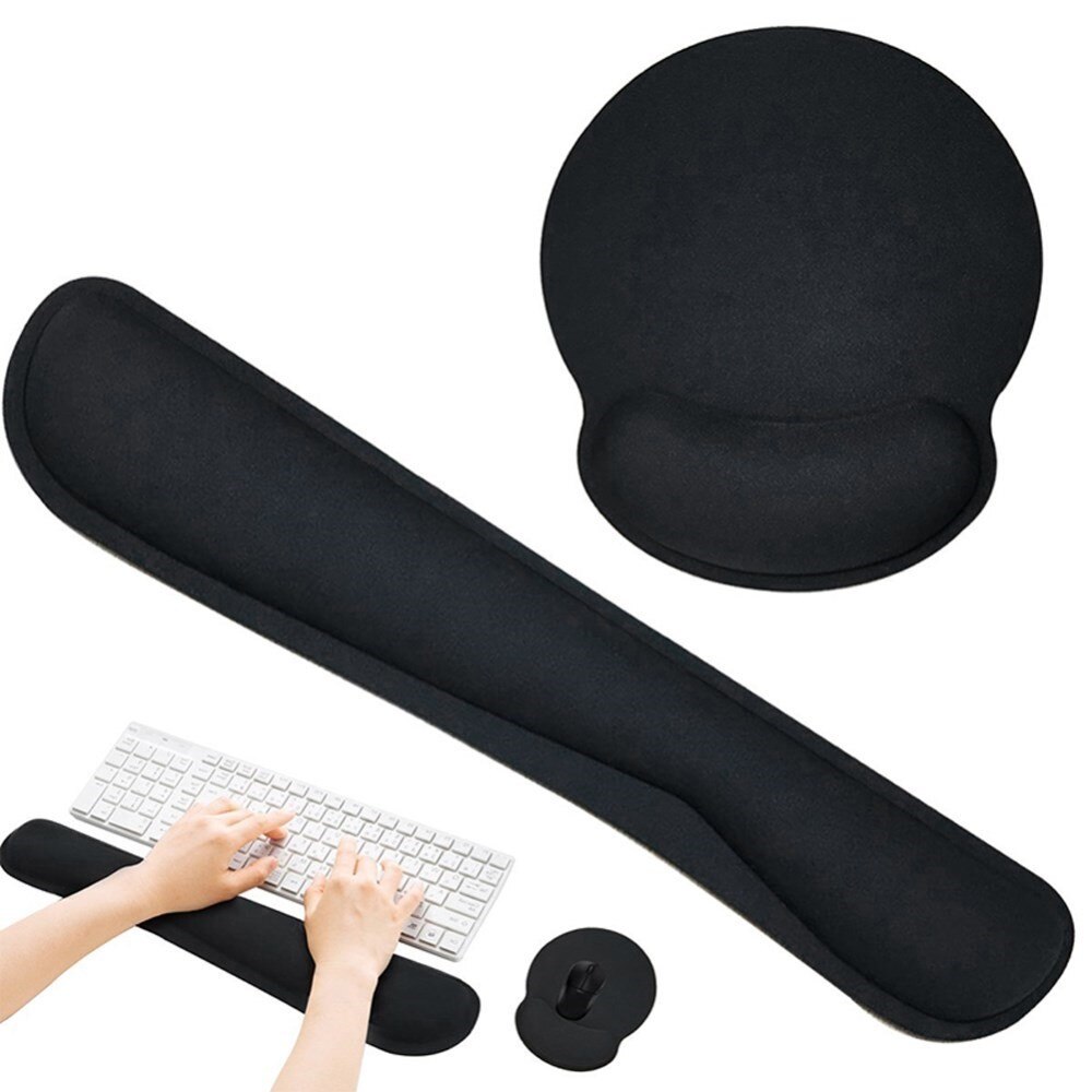 Ergonomisk støtte til tastatur + musematte, Svart