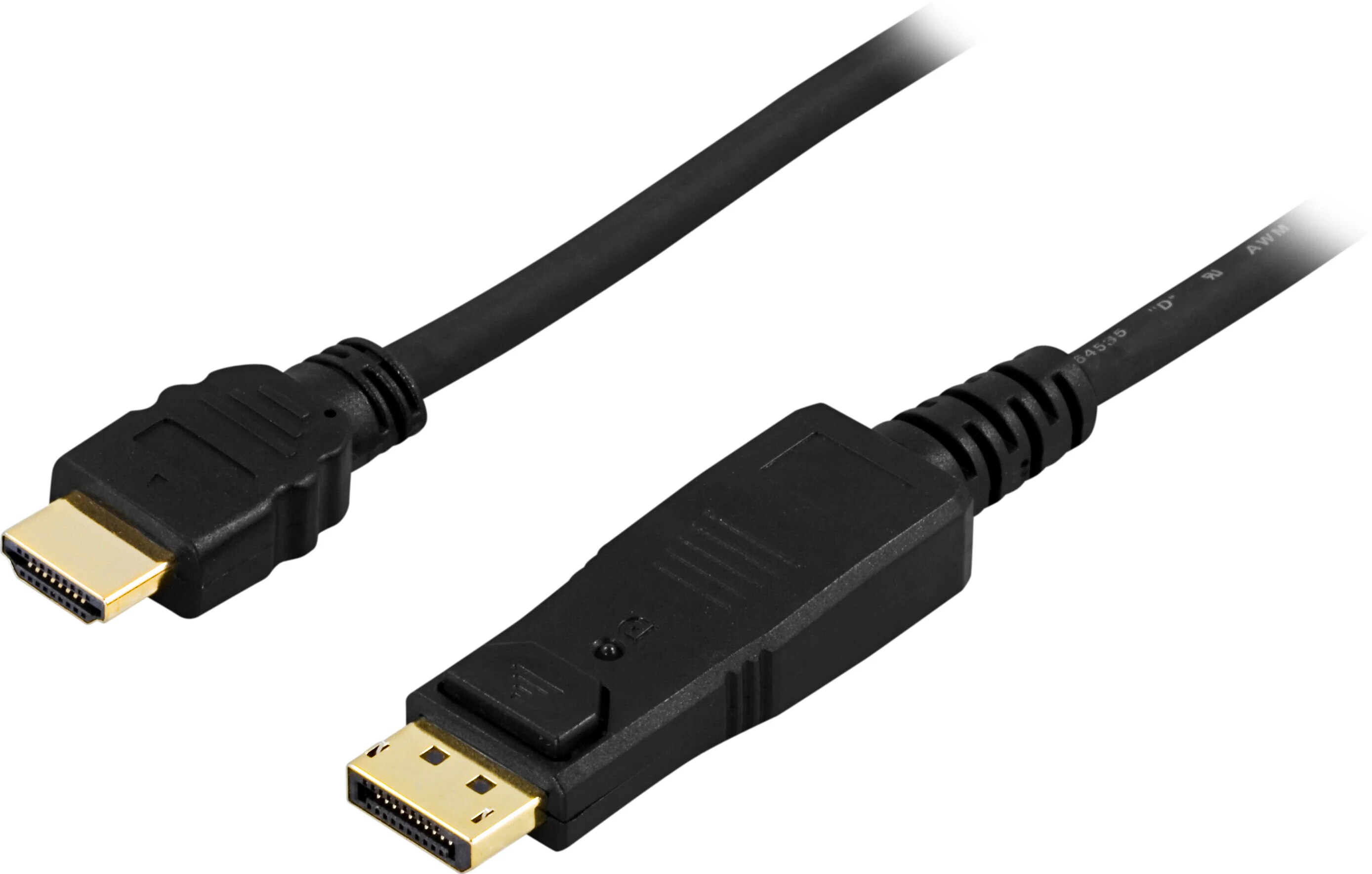 DisplayPort hann til HDMI hann monitorkabel 2m, Svart