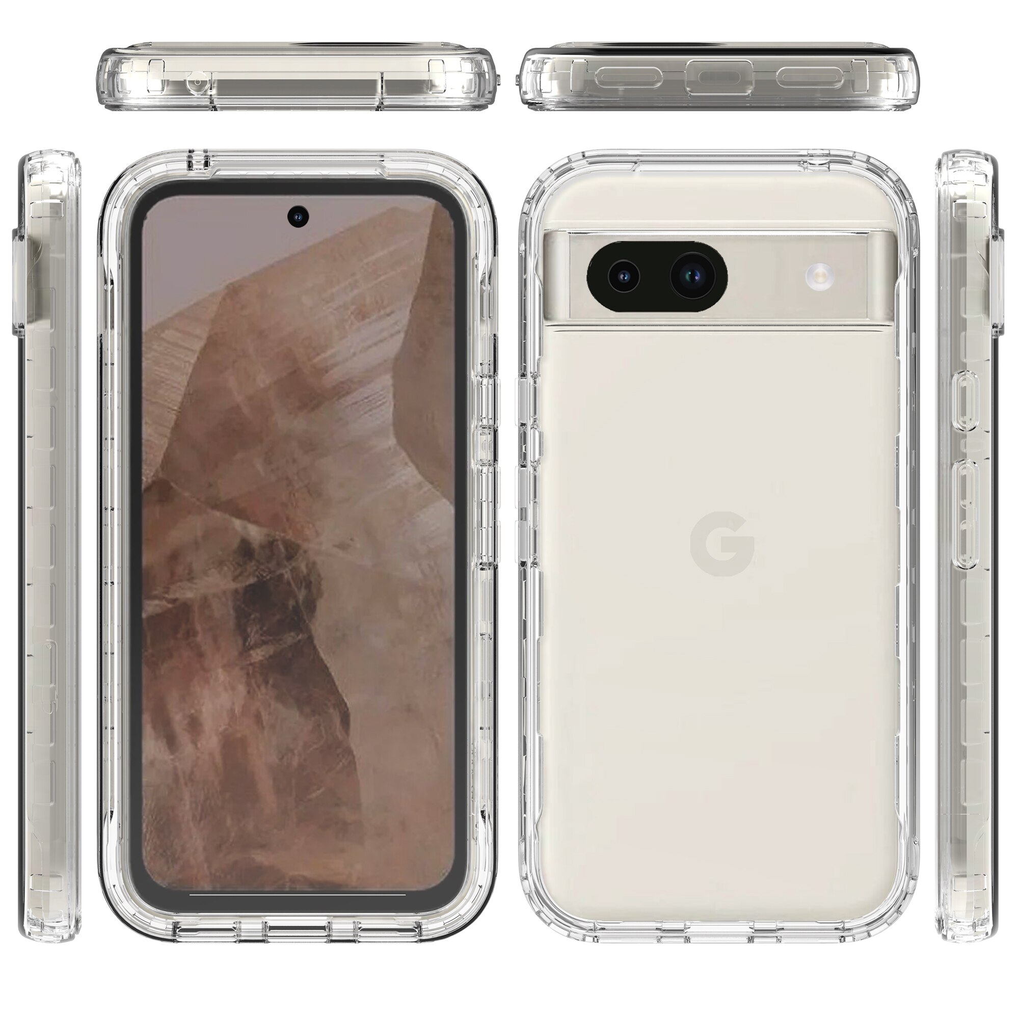 Google Pixel 8a Deksel Full Protection, Gjennomsiktig