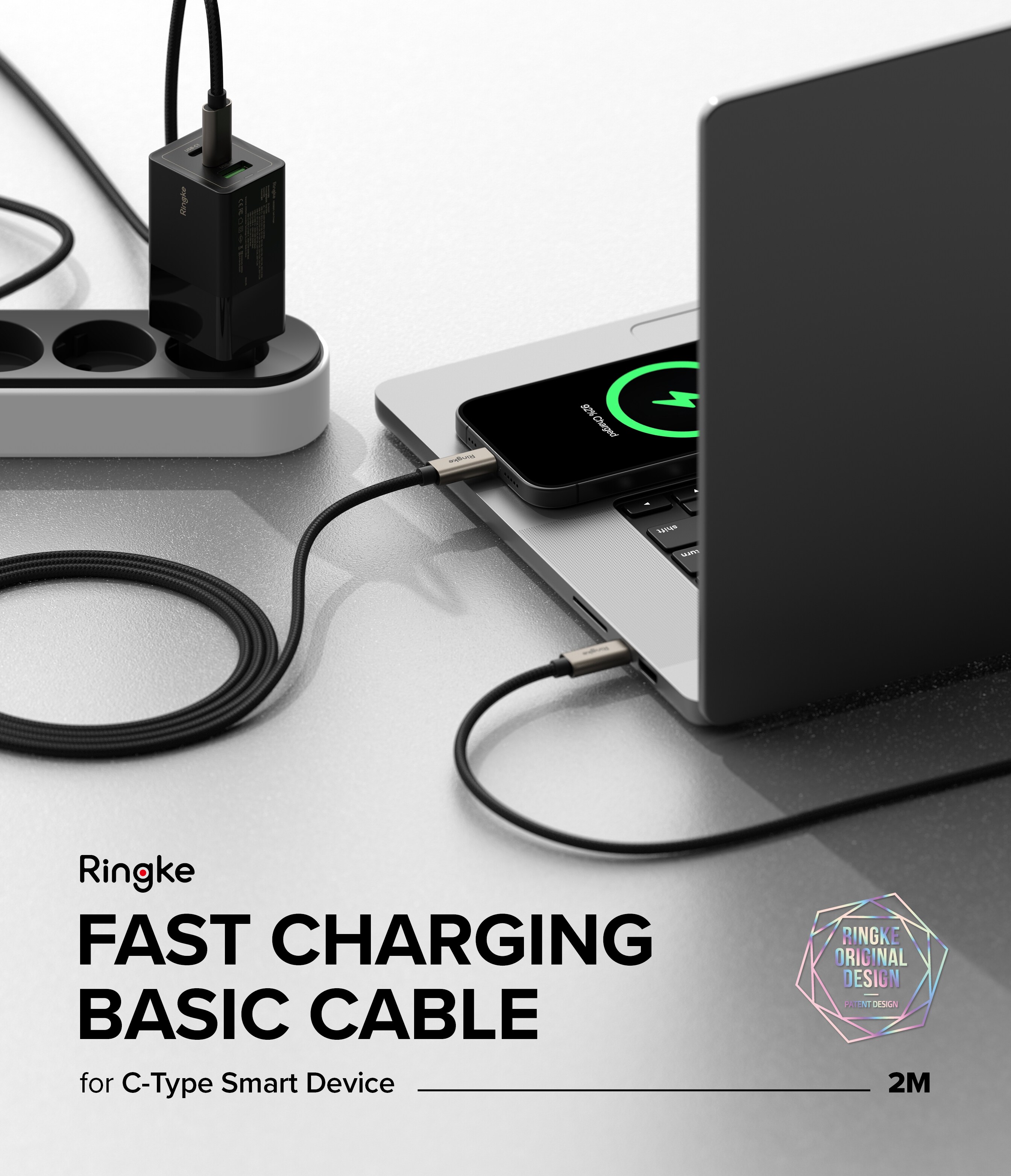 Hurtiglade-kabel USB-C til USB-C 2m, Svart