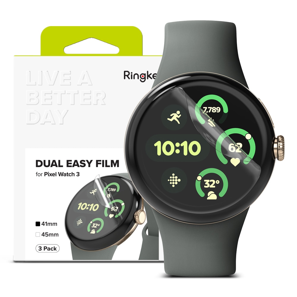 Google Pixel Watch 3 41mm Skjermbeskytter beskyttelsesfilm - Dual Easy (3-pakning)