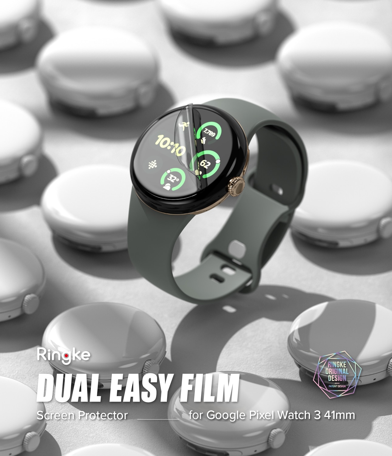 Google Pixel Watch 3 41mm Skjermbeskytter beskyttelsesfilm - Dual Easy (3-pakning)