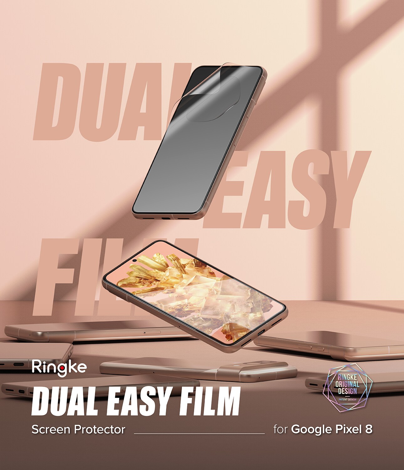 Google Pixel 8 Skjermbeskytter beskyttelsesfilm - Dual Easy (2-pakning)