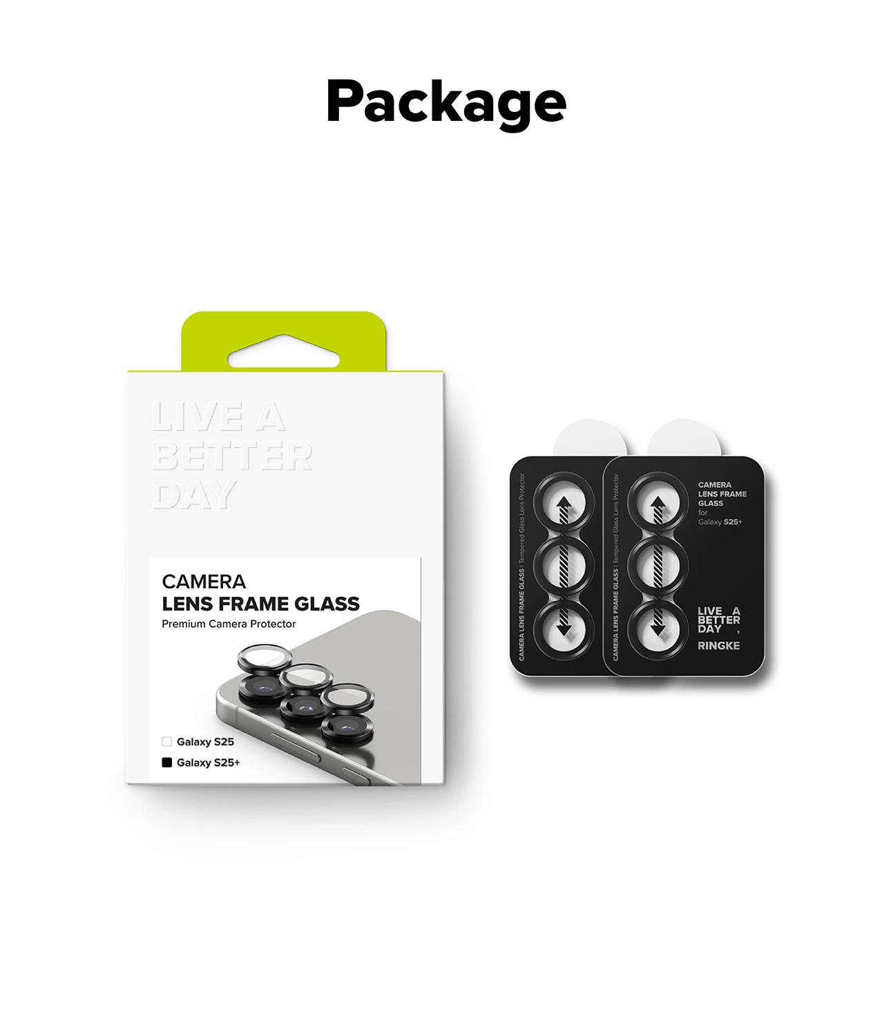 Samung Galaxy S25 Plus 2-pack Linsskydd med aluminiumsramme, svart