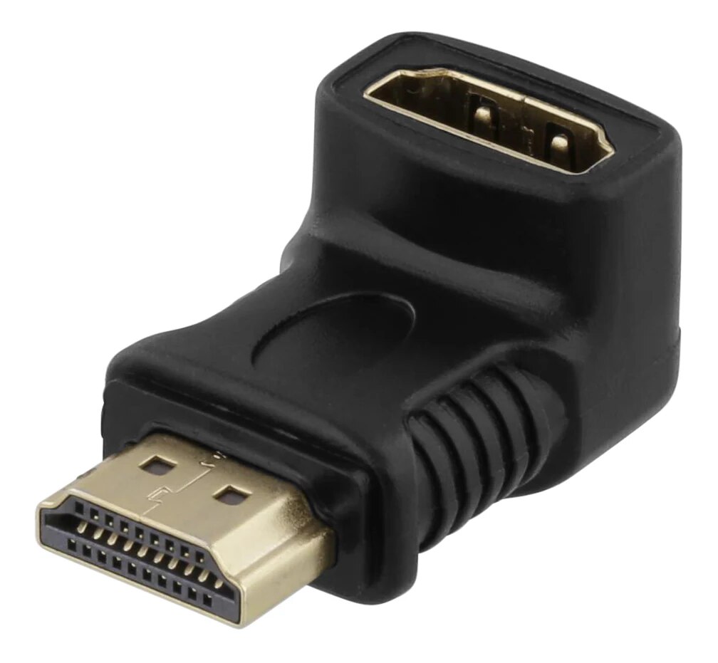 Vinklet HDMI-adapter 19-pin hunn til hann