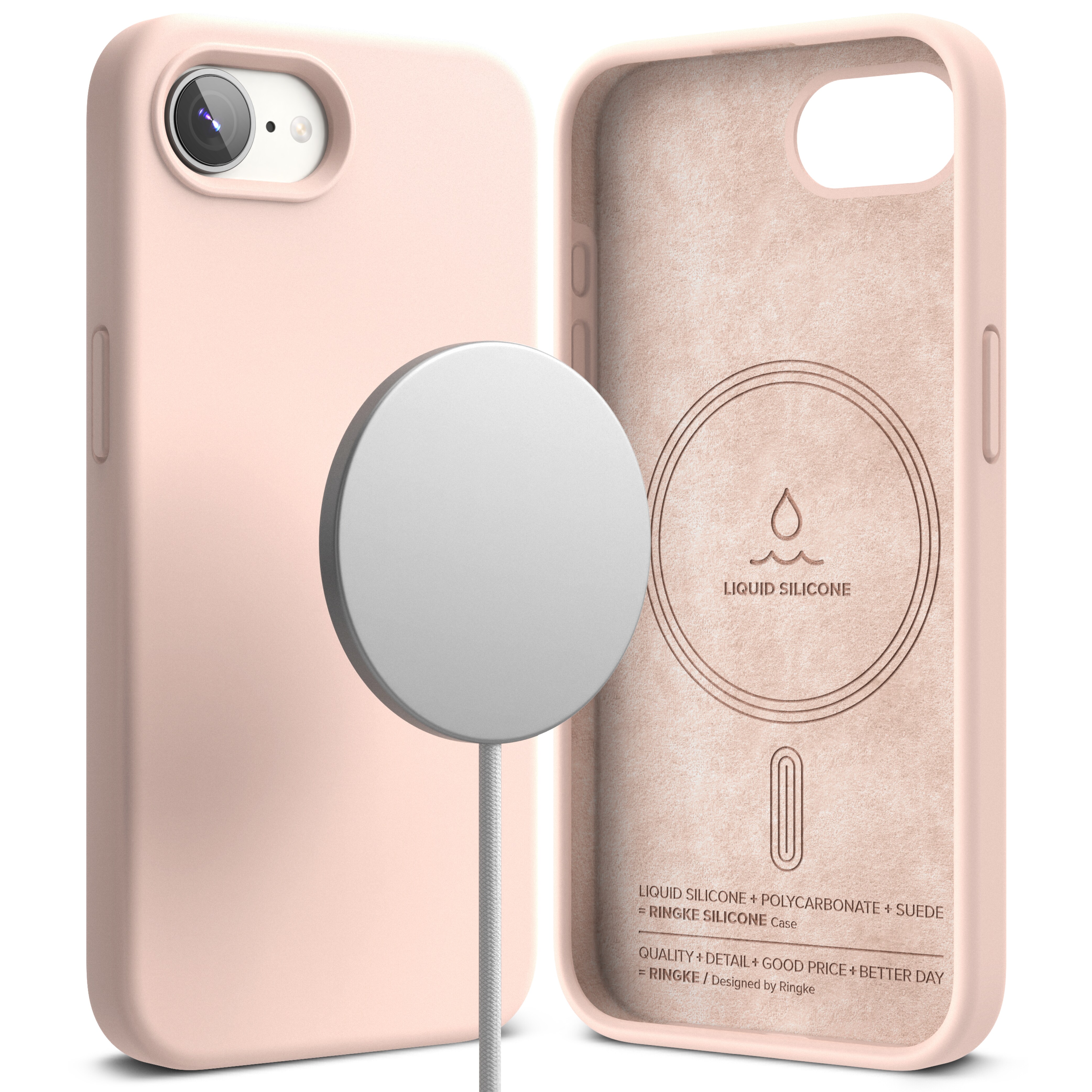 iPhone SE 4 MagSafe silikondeksel, Pink Sand