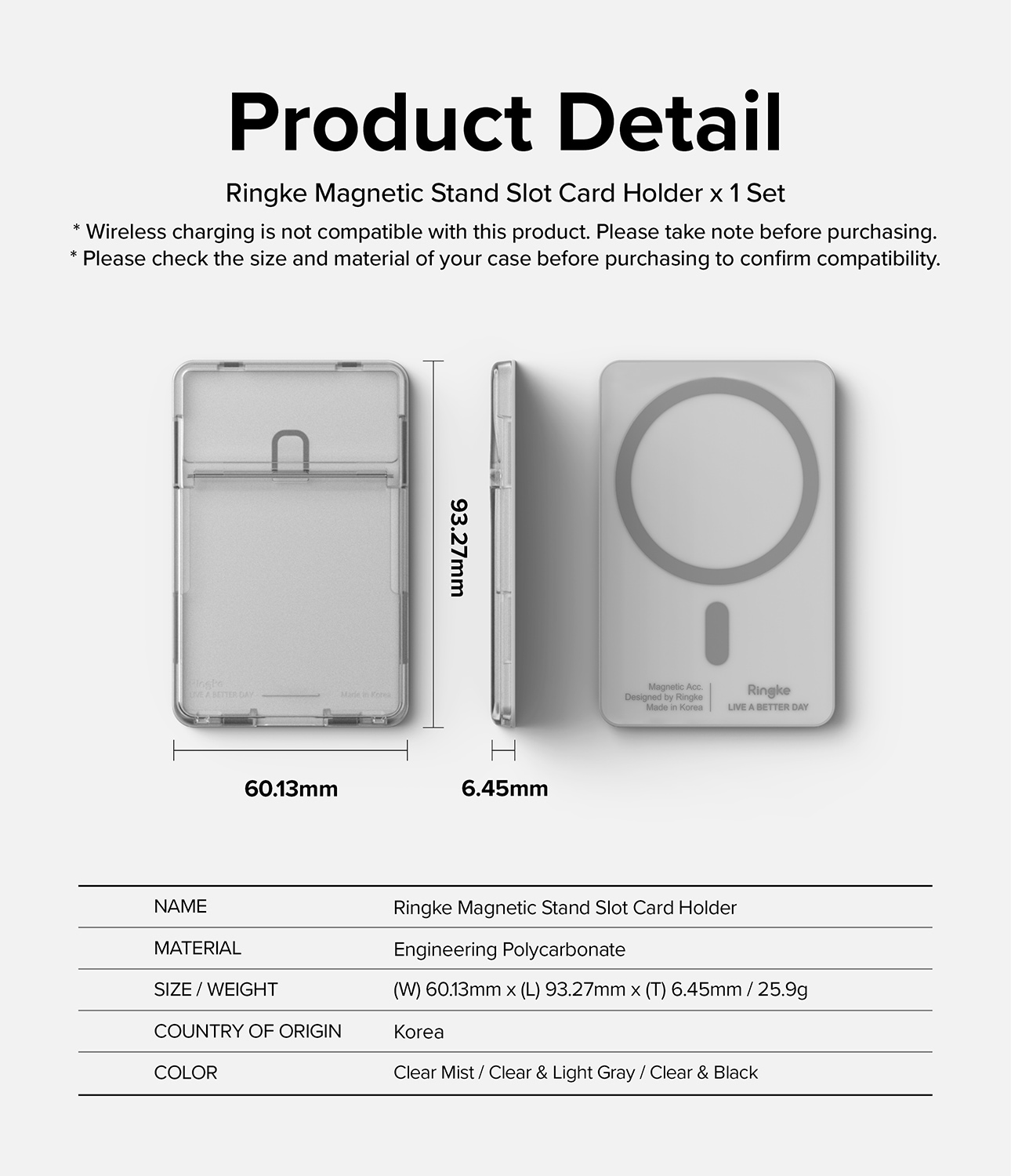 MagSafe Magnetic Stand Card Slot Holder, Clear Mist