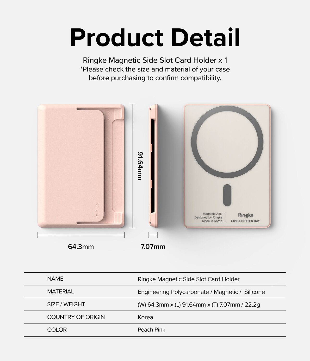 MagSafe Magnetisk Kortholder, Peach Pink