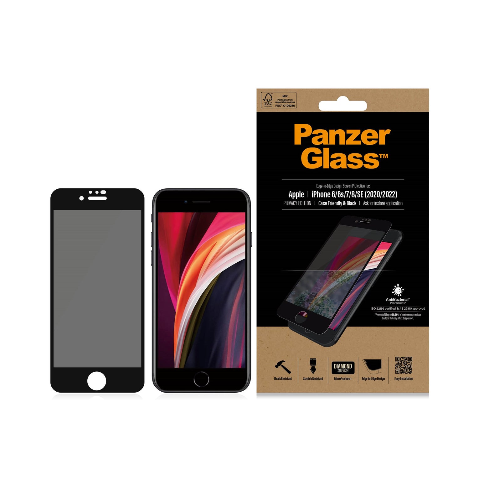 iPhone SE 2020 Privacy skjermbeskytter i herdet glass - Edge-to-Edge