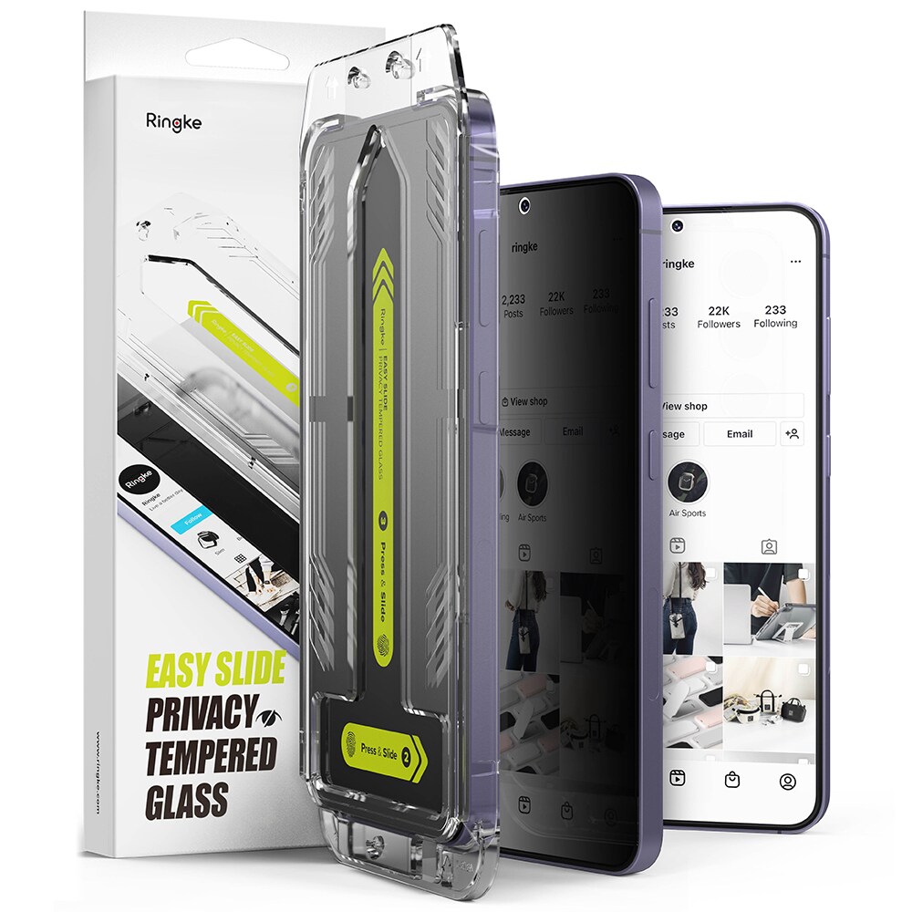 Samsung Galaxy S24 Ultra Anti-spy Skjermbeskytter i glass med monteringsram (2-pack)