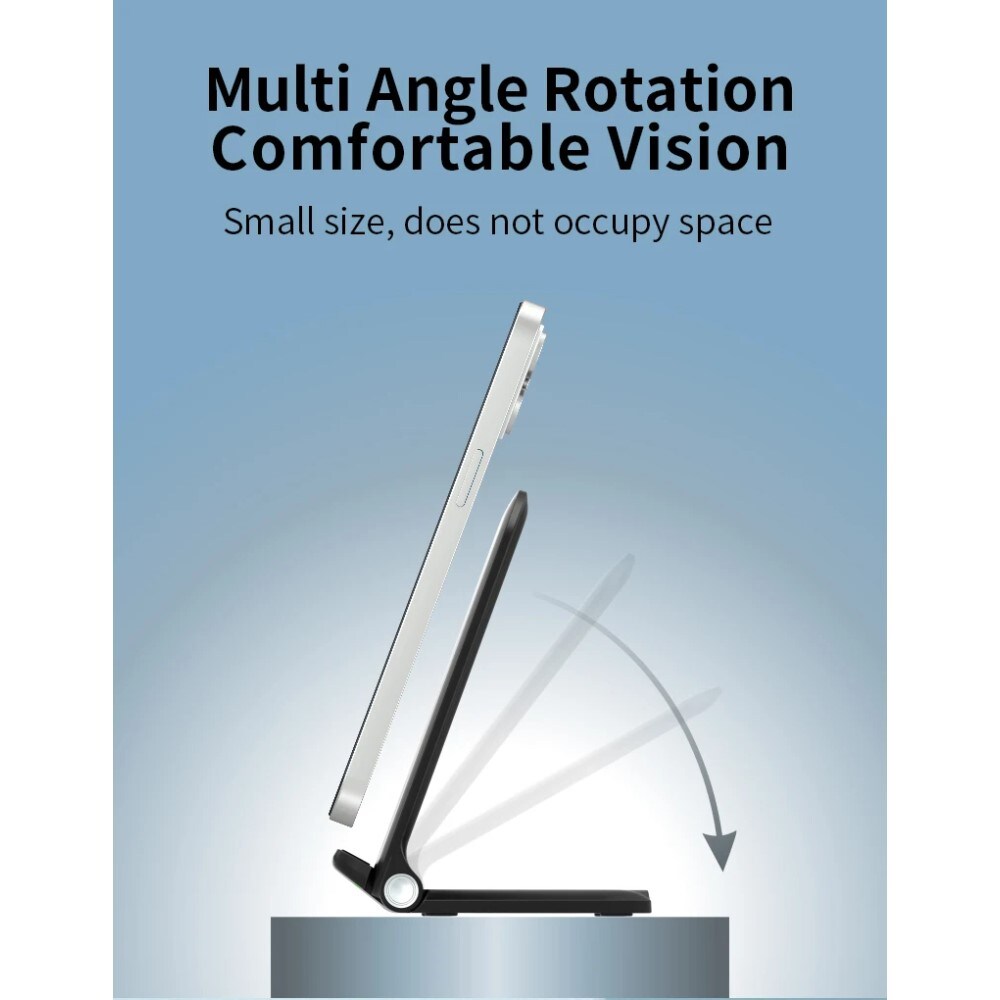 Trådløst Sammenleggbar Ladestativ 15W, Svart