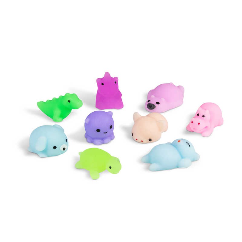 Burk med søte Squishy-dyr, 18-pack