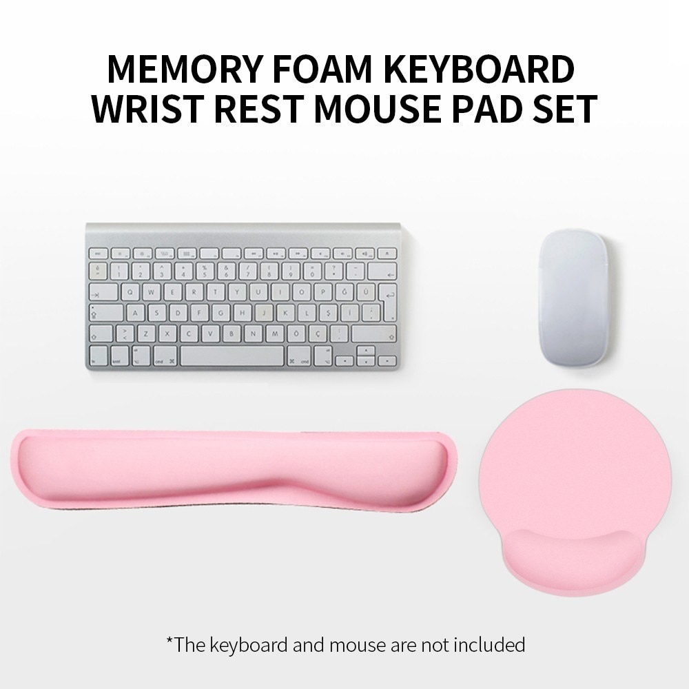 Ergonomisk støtte til tastatur + musematte, Rosa